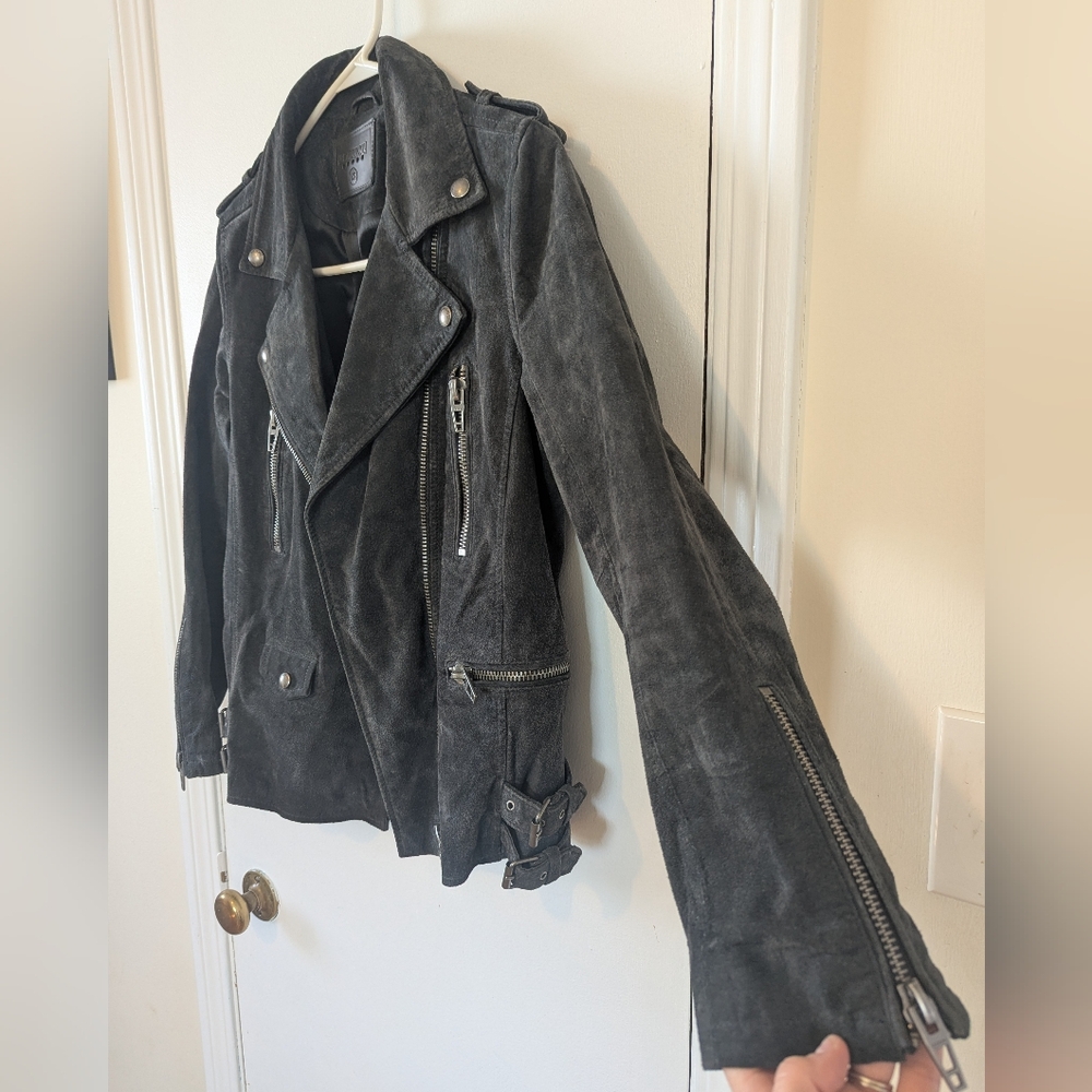 BlankNYC Suede Dark Gray Black Moto Biker Jacket - Picture 4 of 9